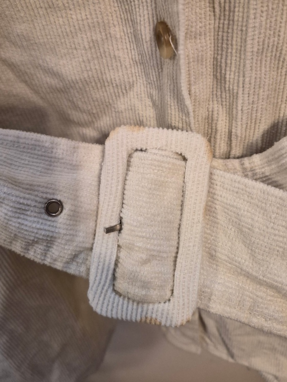12th Tribe x SaltyBlonde Ivory Cotton Corduroy Long-Sleeve Belted Shirt Dress - Picture 5 of 9